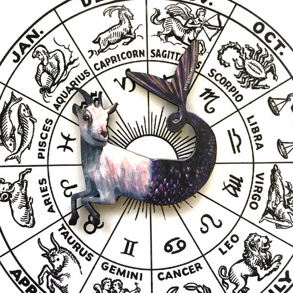 Zodiac Capricorn Magnet - Mermaid Goat Magnet, Zodiac Gift, Mermaid Gift, Weird Art, Animal Mermaid, Weird Capricorn Gift by Pergamo Paper Goods