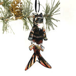 Tabby Cat Mermaid Ornament, Orange Mermaid Christmas Decoration Ornaments, Wood Beachy Weird Gift, Animal Rescue Foster Gifts for Cat Lovers and Wholesale Handmade Ornaments by Pergamo Paper Goods www.pergamopapergoods.com