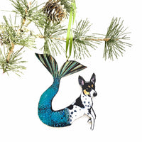 Mermaid Dog Ornament, Wood Illustrated Rat Terrier Christmas Laser Cut Ornament, Dog Mom Gift, Memorial Gifts for Dog Lovers, Wholesale Ornaments by Pergamo Paper Goods www.pergamopapergoods.com