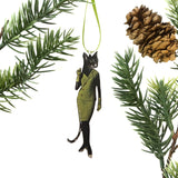 Dressed Up Cat Ornament, Vintage Holiday Laser Ornaments, Gray Black Cat Gift, Retro Stocking Stuffer, Anima Weird Christmas Decoration by Pergamo Paper Goods