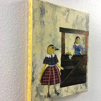 Lemonade Ducks Painting, Original Animal Gift, Collage Wall Art, Mixed Media Animal Art, Vintage Painting, Weird Art on Canvas, Pergamo Paper Goods