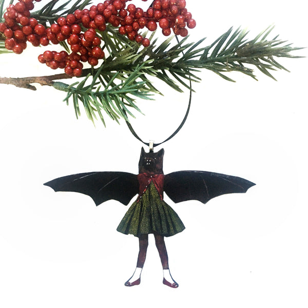 Bat Ornament, Weird Art Animal, Laser Cut Wood, Original Ornaments, Retro Vintage Christmas, Quirky Unusual Gift, Funny Gifts, Halloween by Pergamo Paper Goods