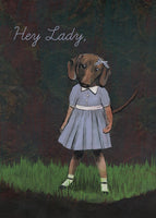 Hey Lady, Dog Illustration, Dachshund Illustration Card, Card Dachshund Dressed Up Animal Art