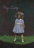 Hey Lady, Dog Illustration, Dachshund Illustration Card, Card Dachshund Dressed Up Animal Art