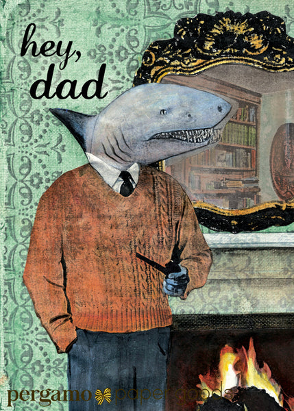 Animal Greeting Cards for Vintage Lovers- Shark Dad Card www.pergamopapergoods.com