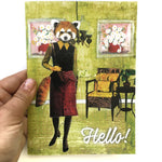 Red Panda Lady Greeting Card