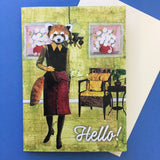 Red Panda Lady Greeting Card